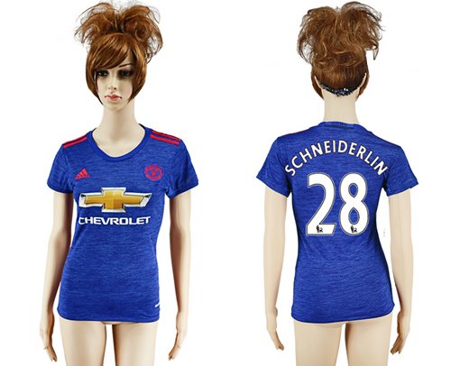 Women's Manchester United #28 Schneiderlin Away Soccer Club Jersey - Click Image to Close